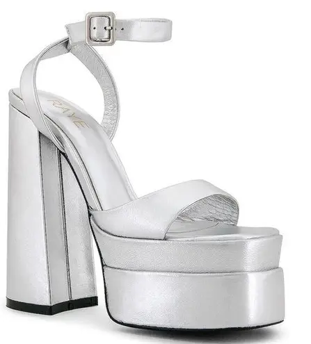 Raye  Casia Ankle Strap Platform in Silver