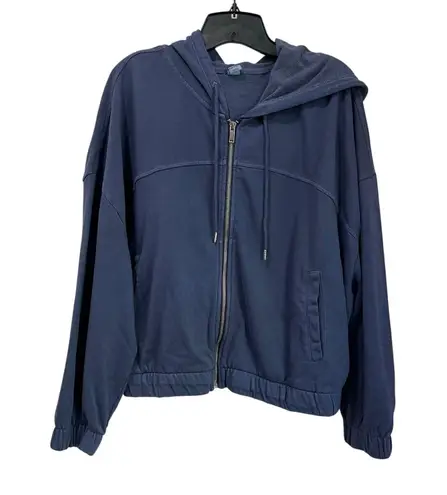 Old Navy  Hoodie Zip Up Blue Vintage Cropped Casual Sweatshirt XL
