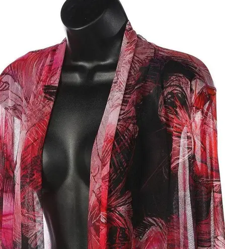 Fuzzi Pink & Fuchsia Abstract Floral Knee Length Long Sleeve Cape/Shawl Size M