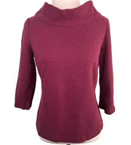 Boden Purple 3/4 Sleeve Shawl Collar Textured Pattern Pullover Sweater Size 4P