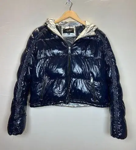 la coalition Women's DCJ3015 Size XL Black silver Puffy Jacket Full Zip EUC