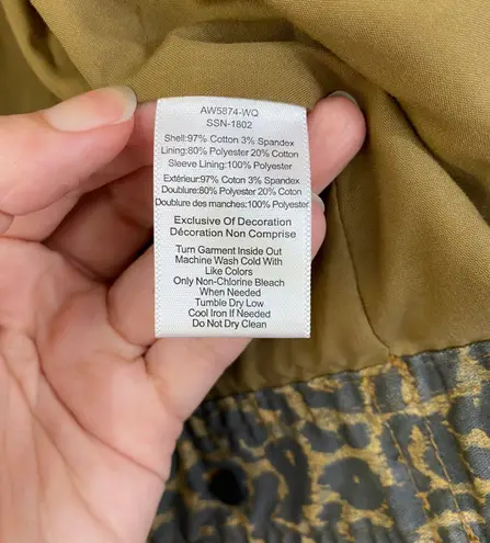 Anthony Thomas Melillo ATM Leopard Button Front Denim Jacket