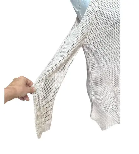 Willow & Clay Open Knit Sweater Cut-Out Shoulder Long Sleeves Pale Pink W S NWOT