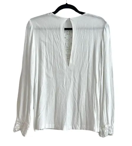 Sandro Paris Casey Lace Crepe Top Blouse Tunic Ecru Creme White Sz 2
