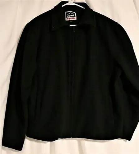 Alpine Swiss Mens Large Wool Blend Black Open Bottom Jacket JD Bomber Zipper Coat
