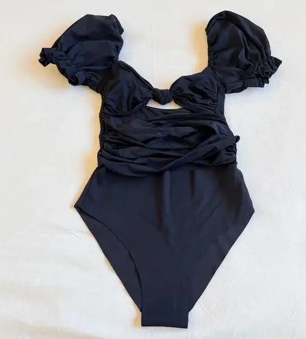 Djerf Avenue Agua Bendita Oria Dust One Piece in Black