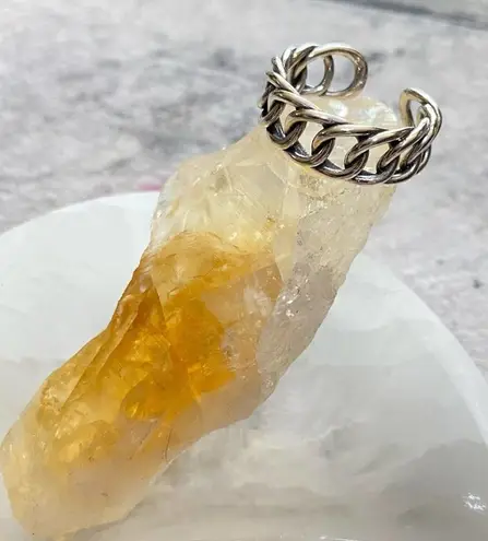 Sterling Silver Adjustable Chain Link Ring Silver