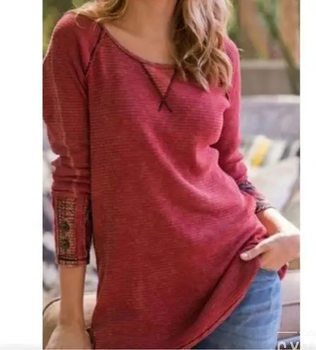 Soft Surroundings Soft Surrounding Tao Geometric Button Cuff Thermal long Sleeve Top small