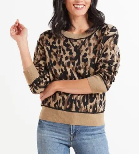 Evereve John + Jenn camo Crewneck wool blend pullover size M