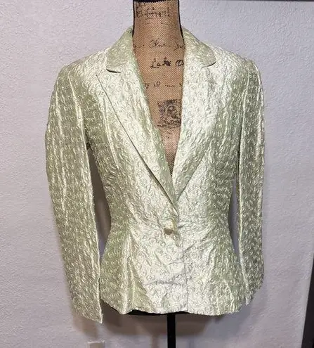 Noviello Bloom Vintage Suit Jacket Blazer Green Button Silk Embellished Beads 10