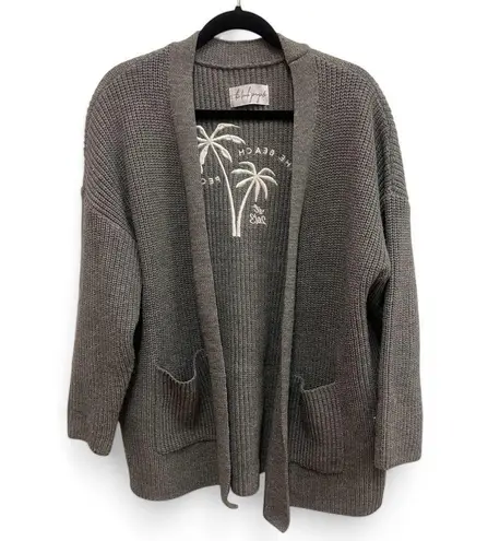 The Beach People Palm Tree Cardigan Sweater with embroidered logo size XL/2XL