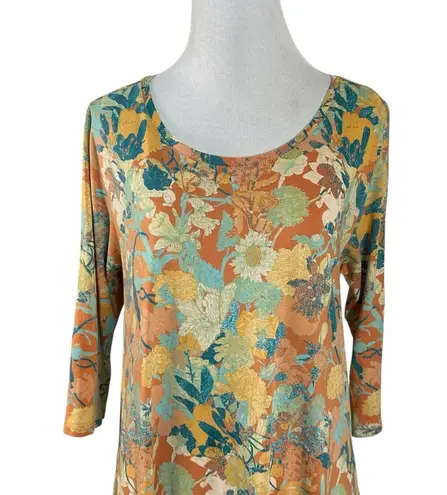 Peruvian Connection Fall Floral Lantana Pima Cotton Dress Size Large Peru