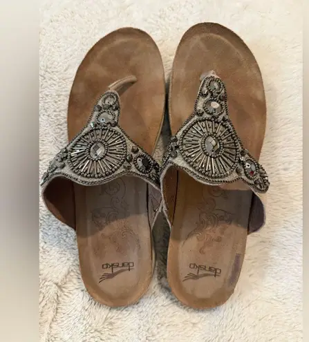 Dansko Women's Pamela Thong Taupe Jewelled Size 41