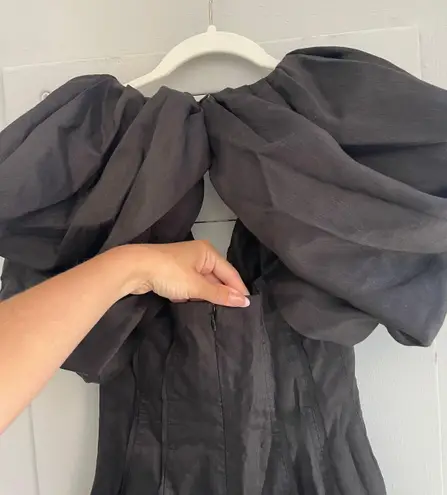 Aje Black Butterfly Sleeve Mini Dress