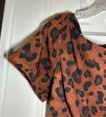 Zapelle Brown/Black Animal Print Short Sleeve Aline Midi Dress size 1X