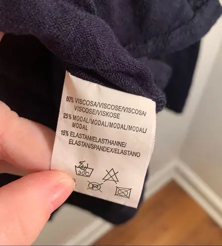 Lin Collection Crewneck Sweater Navy Blue Pearls Size L