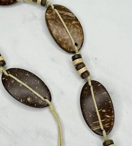 Coconut Shell Beaded Tie Belt Boho Natural Brown Medium (M) ✨