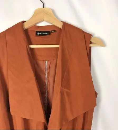 Versona Burnt Orange Open Front Drape Utility Vest S