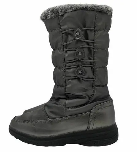 Aqua Stop Mongoose Winter Boots Faux Fur Lined Side Zipper Gray Size 7