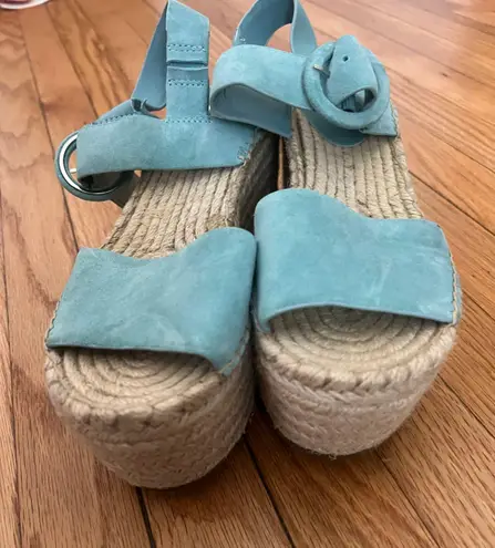 Marc Fisher Blue Suede  Platform Sandals