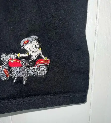 Betty Boop Size Medium Black  Embroidered Biker boxer shorts with motorcycle