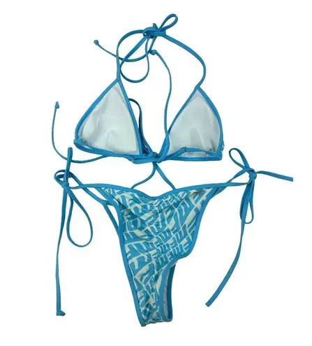 White Fox Boutique  - Triangle Bikini Top & Bottoms in Blue