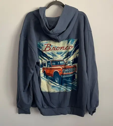 Ford Bronco Blue Graphic Sweatshirt Hoodie-Size XL