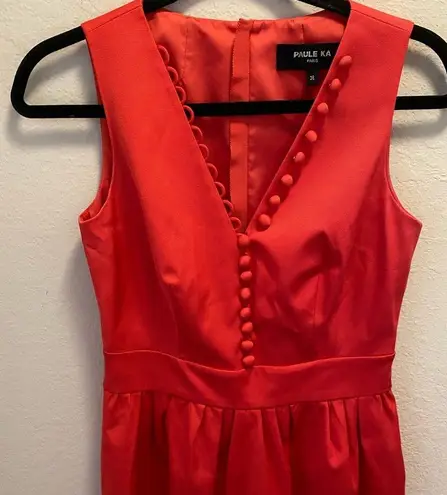 Paule Ka Red Button Front Mini Dress Size 36