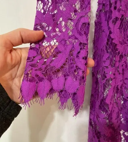 For Love & Lemons  Fuchsia Purple Lace Dress Womens S Sheer Bodycon Long Sleeve