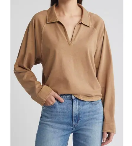 Treasure & Bond Organic Cotton Relaxed Fit Long Sleeve Polo T-Shirt NWT XL