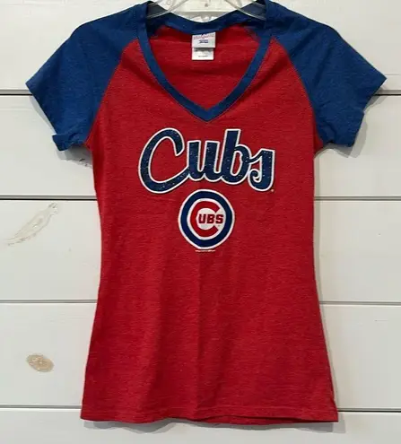 Chicago Cubs MLB V Neck Baseball Tee General Merchandise Small Red