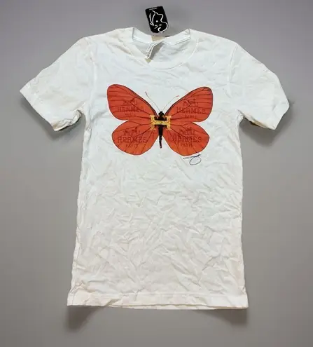 Jodi Pedri Butterfly Graphic T Shirt Women's Extra Small White Art Tee Size XS