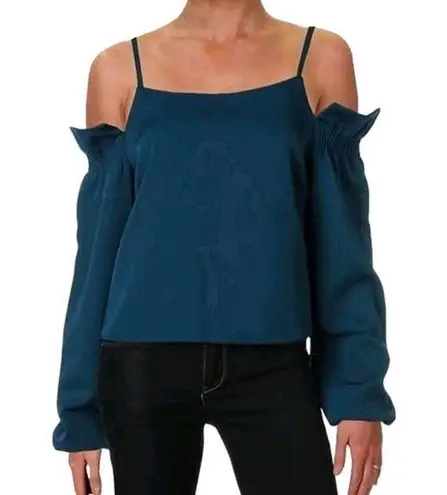 Romeo + Juliet Couture NWT Romeo + Juliet Cold Shoulder Top MEDIUM Ink Blue Ruffle Square Neck Summer