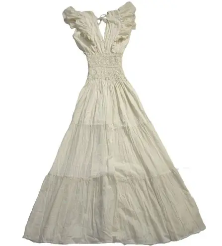 Jen's Pirate Booty NWT Purple Rain Maxi in Natural Ivory V-neck Tiered Dress M