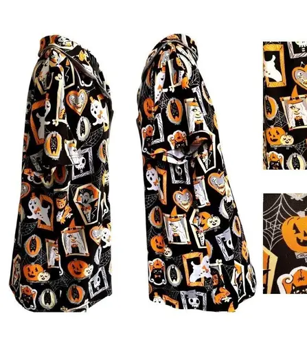 Munki Munki Halloween Pajama Top Large Short Sleeves Button Werewolf Witch Ghost