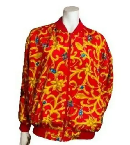 Vintage 90s Ornate Baroque Gripoix Gem Pattern Print Bomber Jacket Windbreaker Size undefined