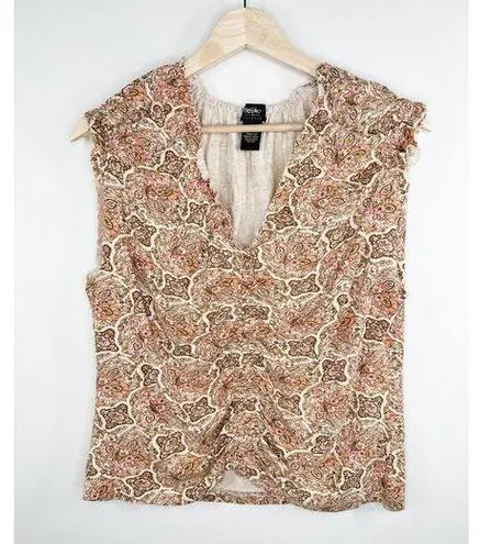 Mossimo Womens Y2K Floral Paisley Tank Top Size XL Boho Hippie Gypsy Brown