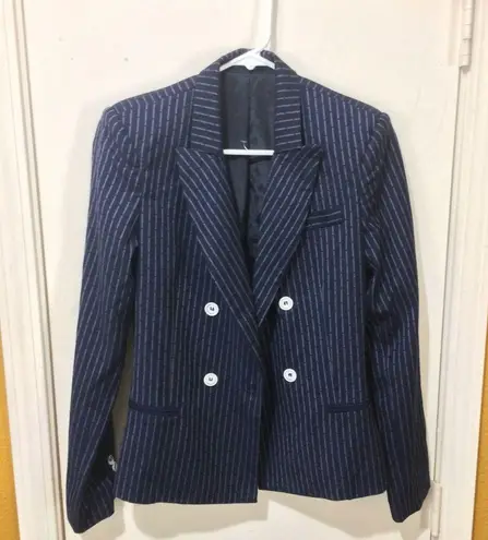 ABS Allen Schwartz Allen B. Schwartz ABS women's small petite navy pinstripe buttoned blazer jacket
