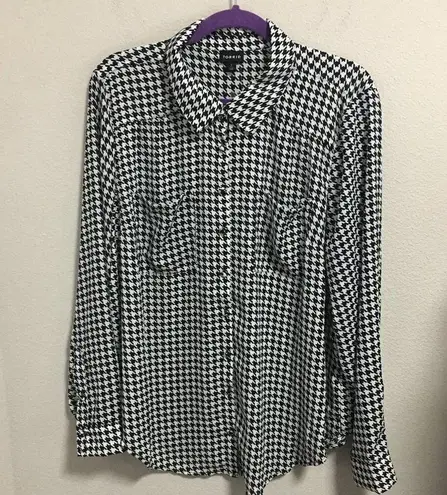 Torrid  Madison Georgette Button-Up Long Sleeve Houndstooth Shirt Plus Size 2