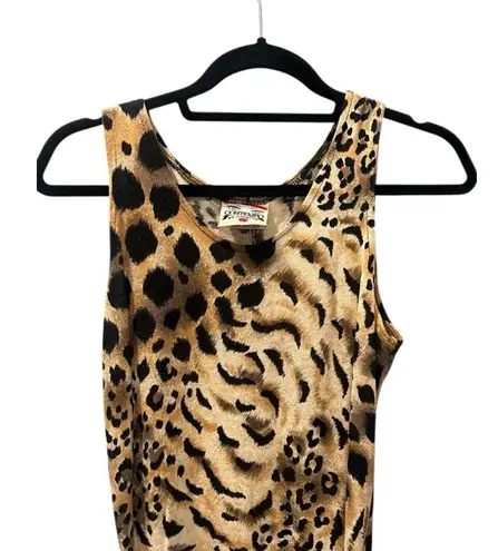 Contempo Casuals Vintage 80's Size Medium Leopard Print Midi Dress Sleeveless