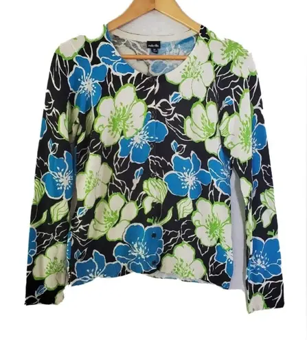 Rafaella Rafaela floral multicolor sweater/ top button down Cardigan size P/M