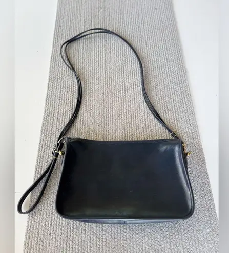 Vintage 80’s 90’s Magid Navy Blue Leather Double Strap Brass Rectangular Purse