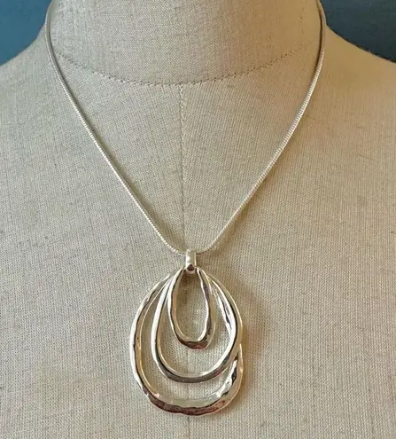 Dana Buchman silver tone triple teardrop pendant necklace