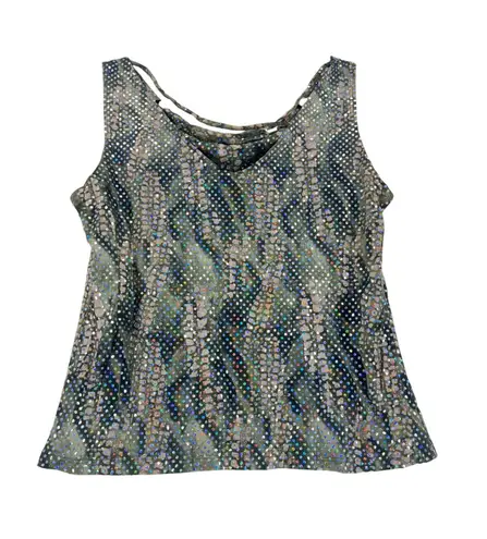 Vintage Y2K Sequin Tank Top 2XL Green Sparkle Party Made in USA fastival Size undefined