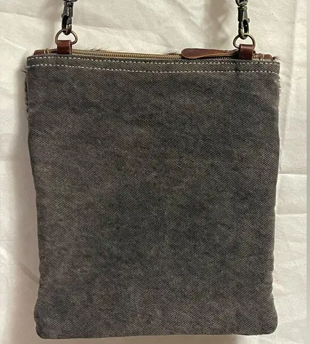 Myra Aztec Western Southwestern Hairon Leather Canvas Crossbody Bag Purse NWOT Orange