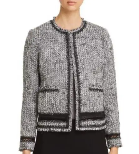 Elie Tahari Liri Black Tweed Cropped Jacket Office to Evening Size Medium