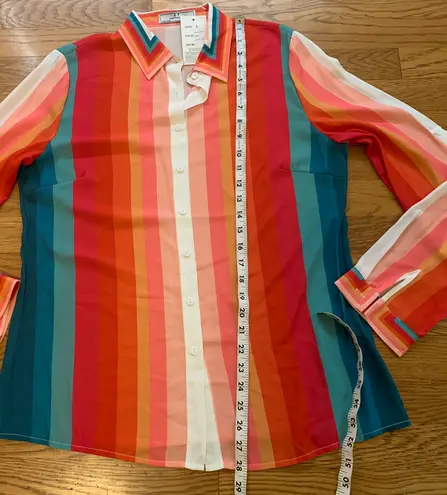Striped button down shirt pink stripe size L Size L