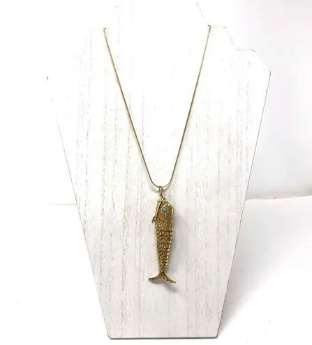 Antique Koi fish pendant, Art Deco 1930s Gold
