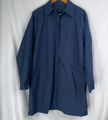 Travel Smith Navy Blue Double Zipper Duster Trench Jacket Windbreaker Size MD Size M