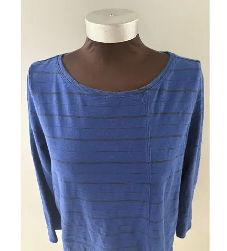 Habitat Clothes to Live In Shirt Womens Medium Blue Stripe Crinkle Lagenlook
